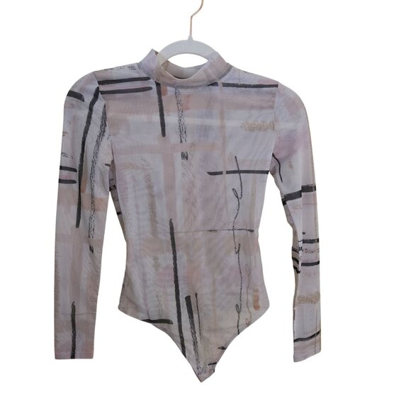 Aritzia Babaton Parlay Bodysuit Mockneck Sheer snap Closure Size XS - Picture 2 of 8